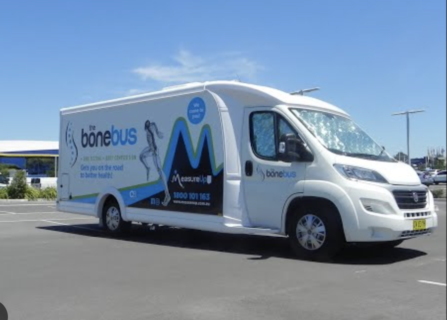 A mobile bone-density scanning bus